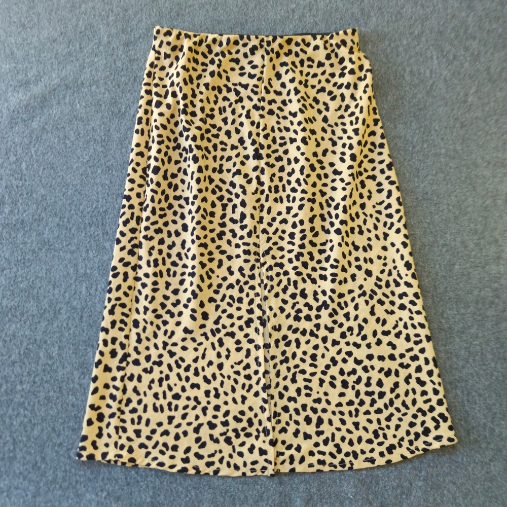 Sanctuary Midi Skirt XS Cheetah Elastic Waist Slit EUC Mob Wife Capsule Wardrobe